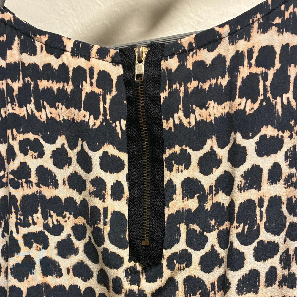 Maeve Black & Tan Animal Print Blouse, Size Medium - Picture 3 of 8